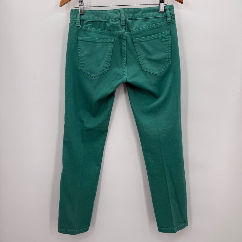Tory Burch Alexa Cropped Skinny Jeans Viridian Green Size 27 - Picture 3 of 8